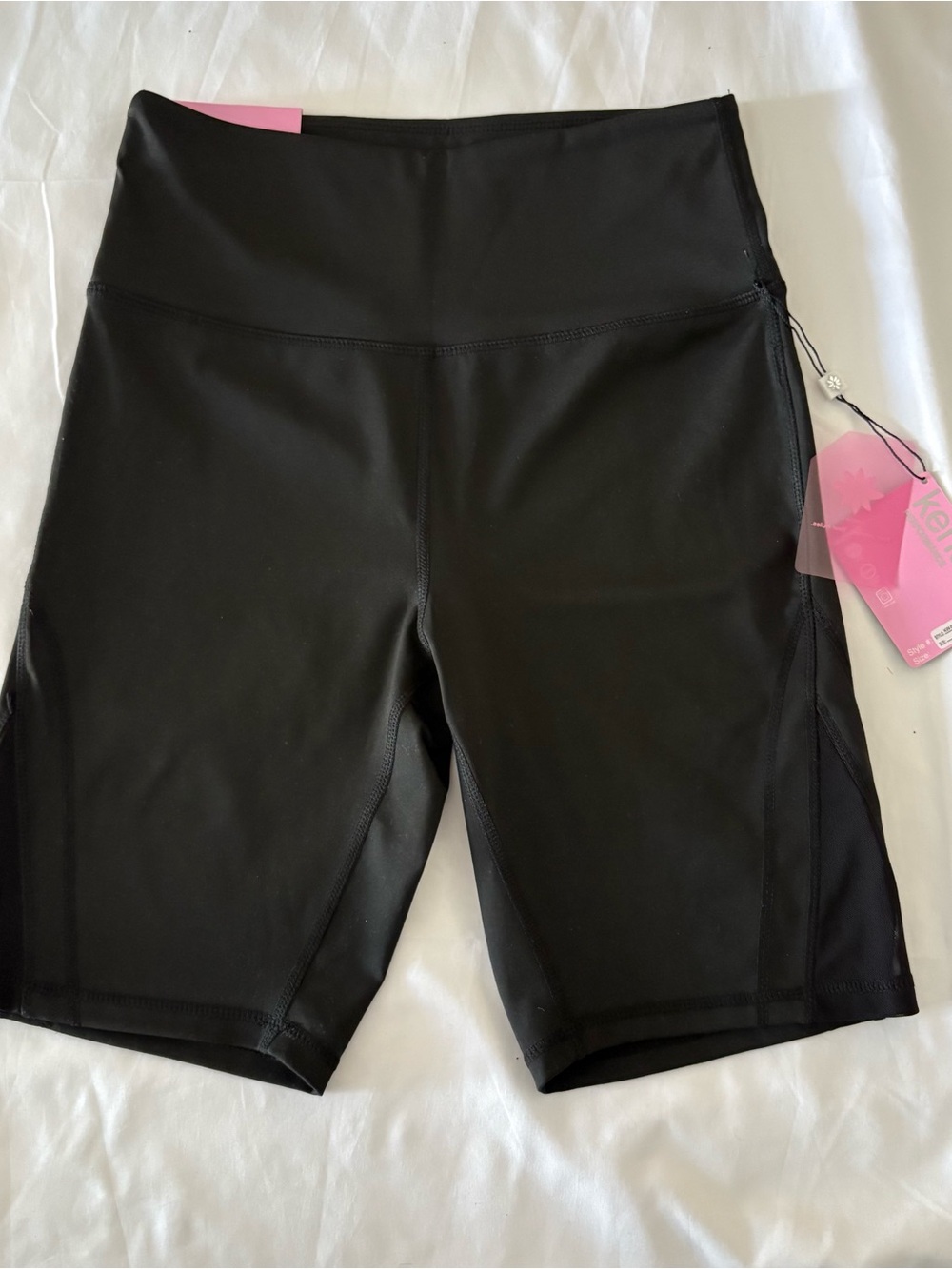 Kensie Black High-Rise Bike Shorts with Side Pocket